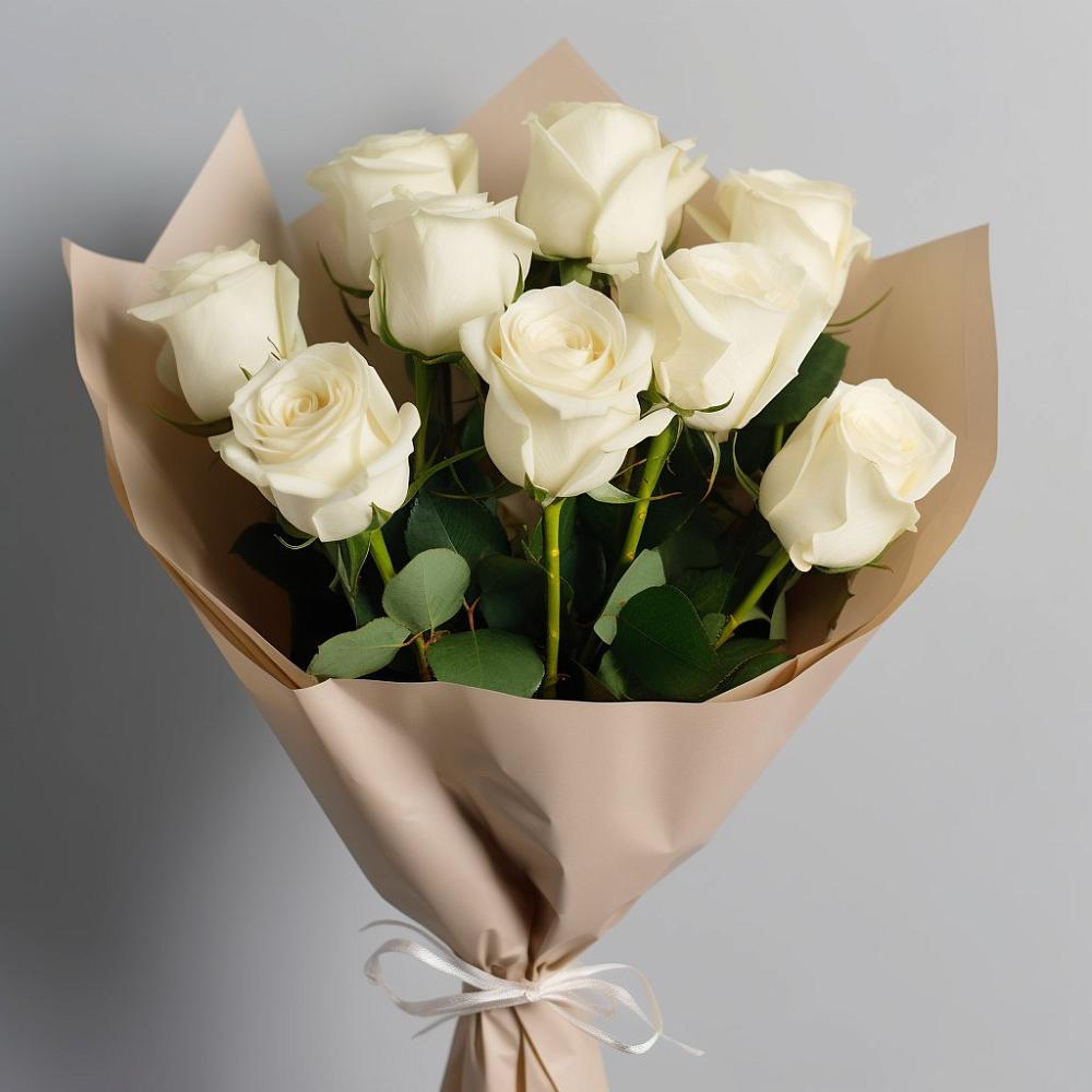 9 Белых роз Эдлесс Лав в Белоомуте Букет 9 Белых роз Эдлесс Лав в Белоомуте