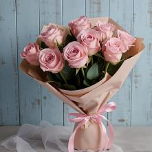 9 розовых роз в Белоомуте Букет цветов из:  Розы в Белоомуте
