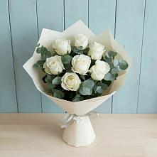 Букет Белые розы в Эвкалипте #REPLACE_PRED# Белоомуте